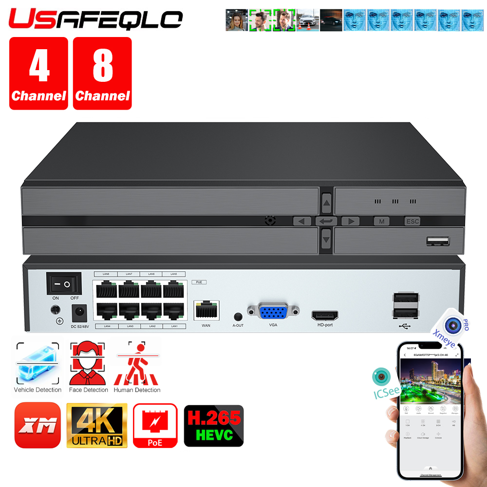 Security Ip Camera - Wykrywanie twarzy H.265 8ch * 4K