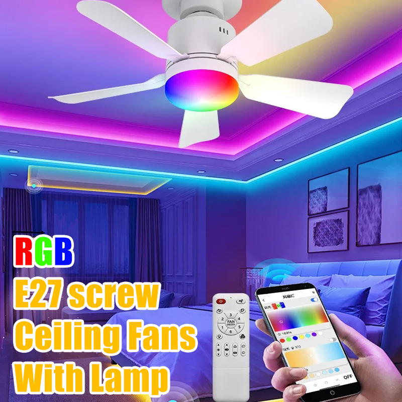 Smart Home Living Room - RGB LED Wentylator sufitowy Lampy E27